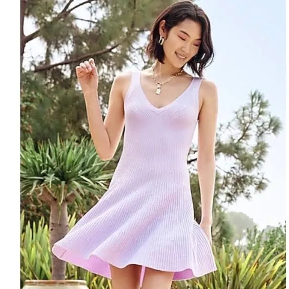 Express Lavender Ribbed Knit Mini Dress Sz-S